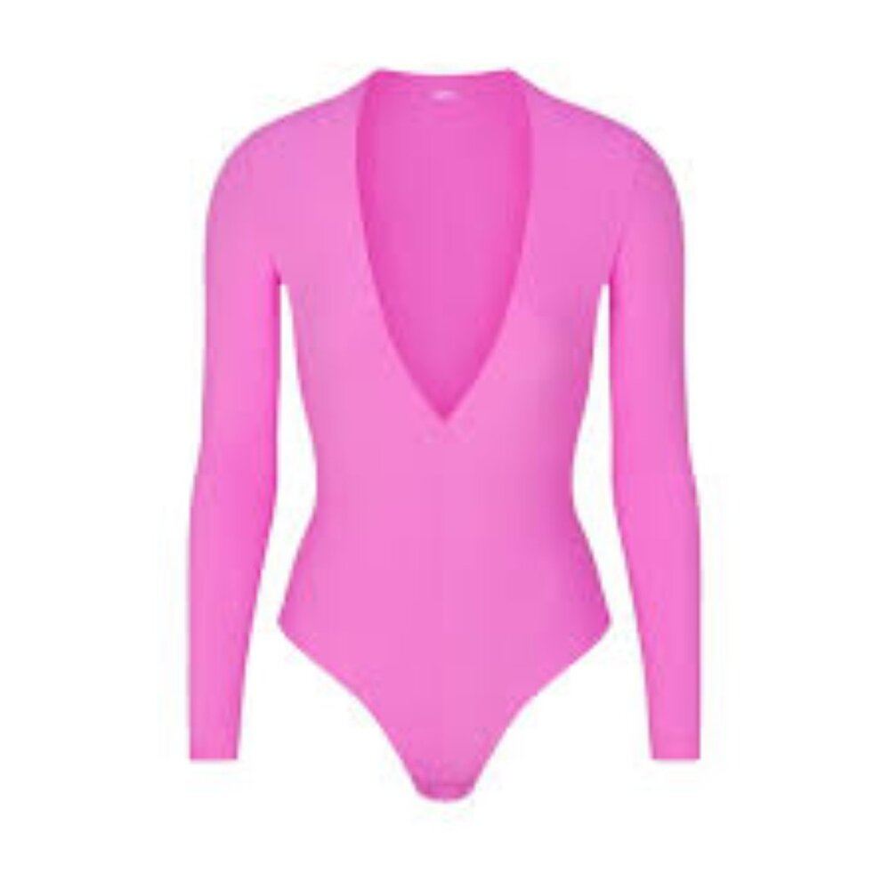 Skims Fits Everybody Plunge Bodysuit - Orchid Pink